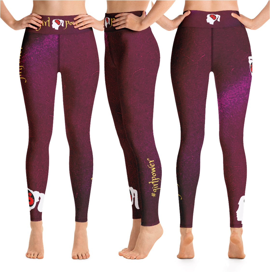 Athletic Wear Leggings for Active Girls- #girlpower. Wear-Your-Attitude Yoga Pants- Black, Beige, Plum . WickedYo.